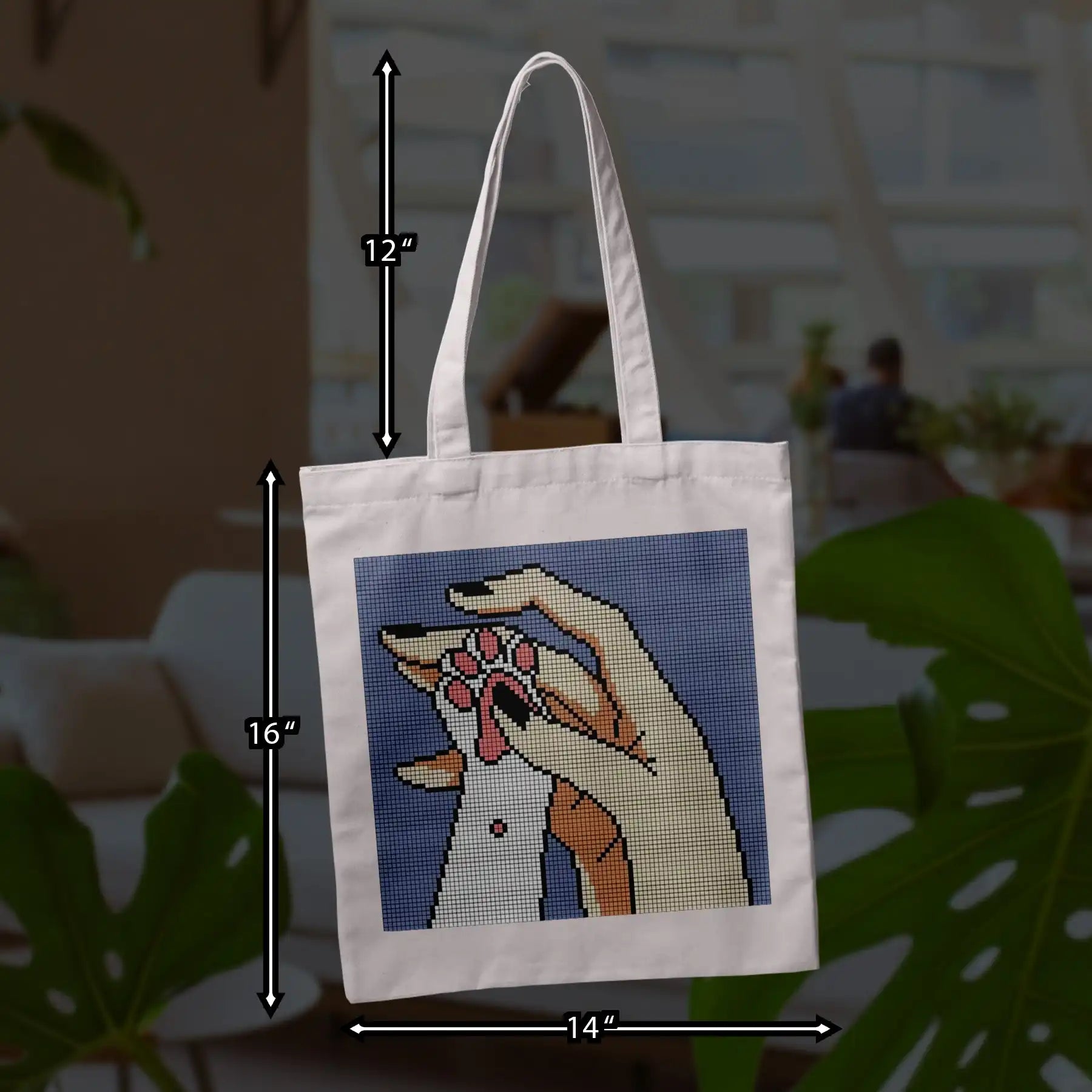 Pink Pixel Beans - Reusable Cotton Tote Bag