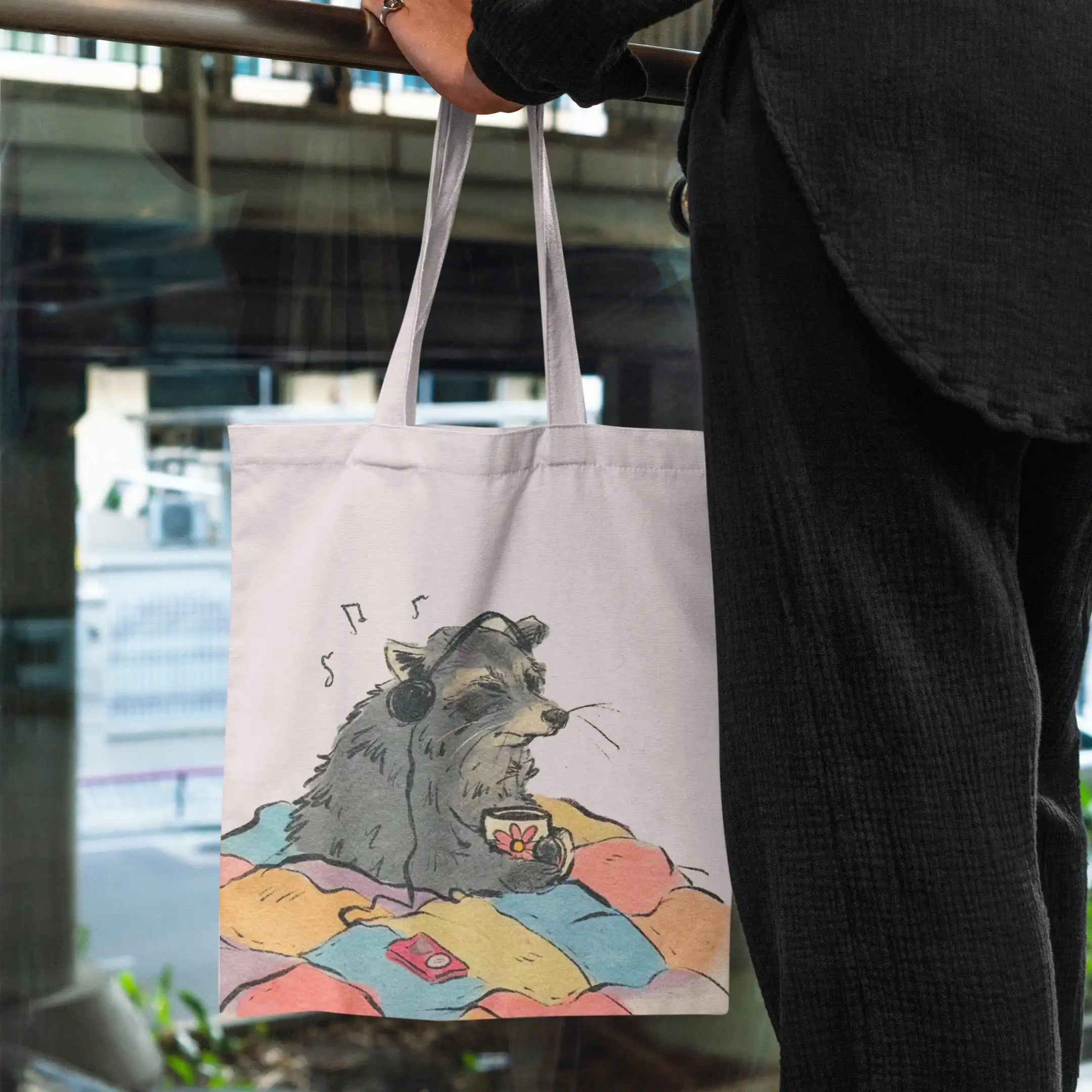 Cozy Tracks & Coffee - Reusable Cotton Tote Bag