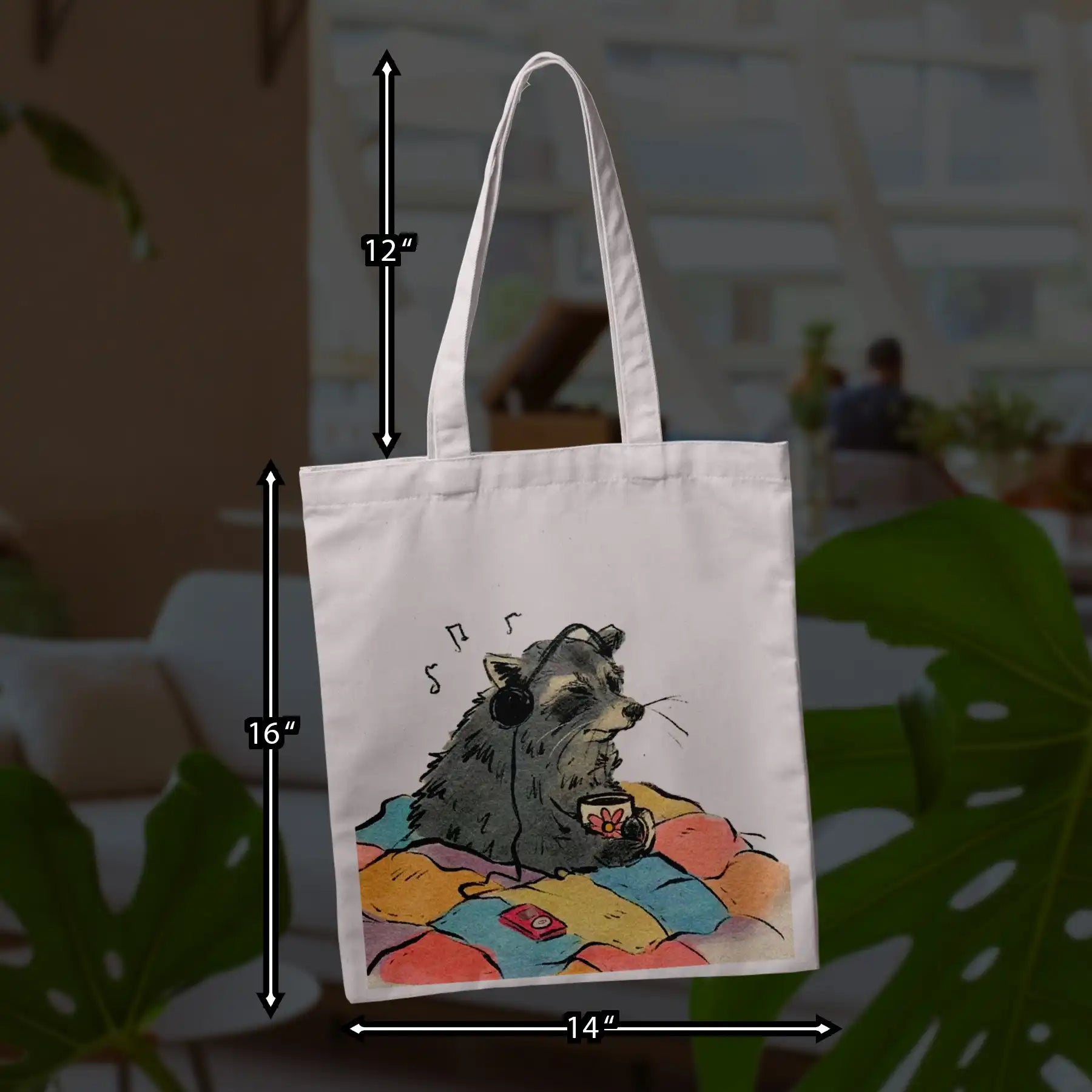 Cozy Tracks & Coffee - Reusable Cotton Tote Bag