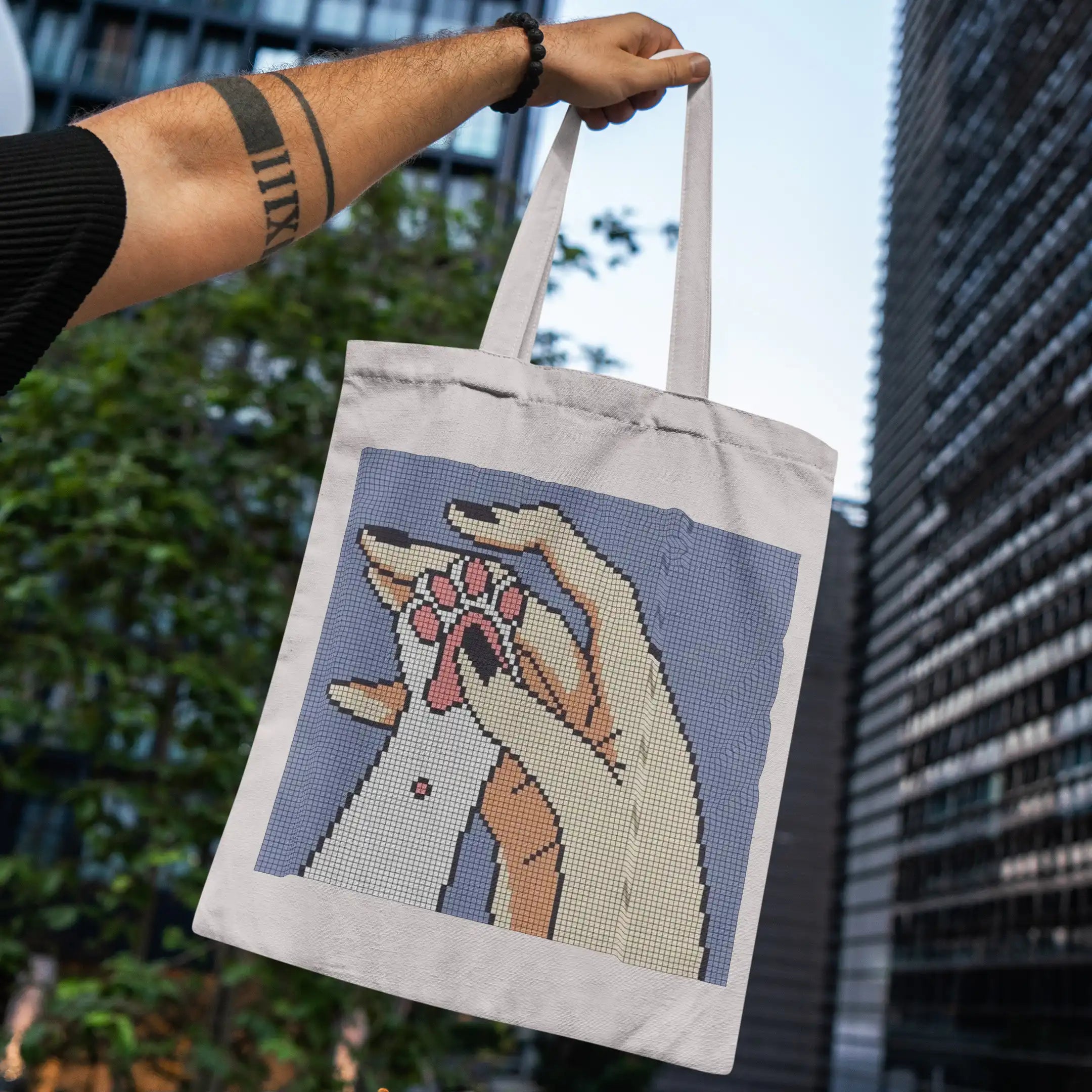Pink Pixel Beans - Reusable Cotton Tote Bag