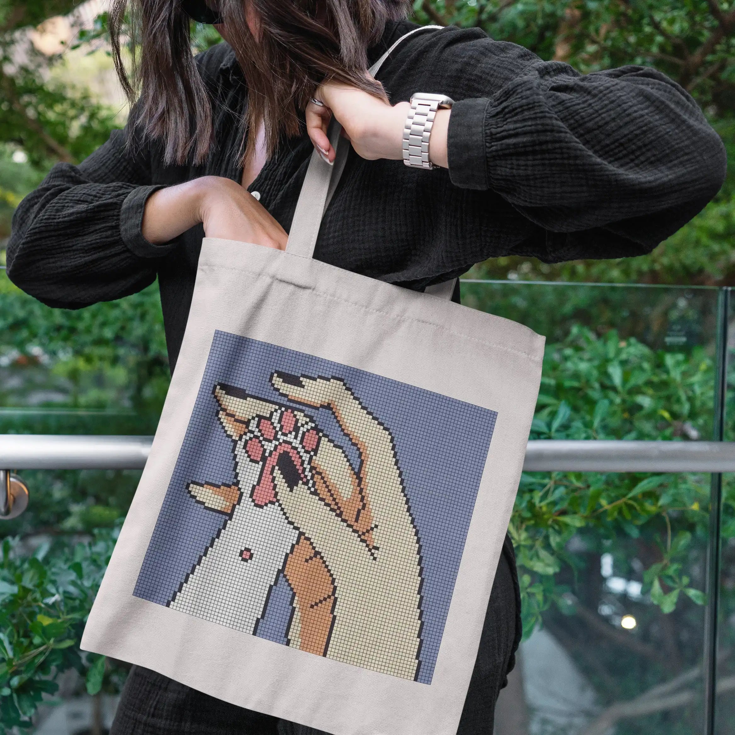 Pink Pixel Beans - Reusable Cotton Tote Bag